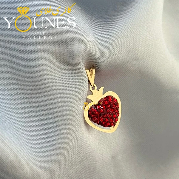 آویز طلا سواروسکی قلب اناری قرمز